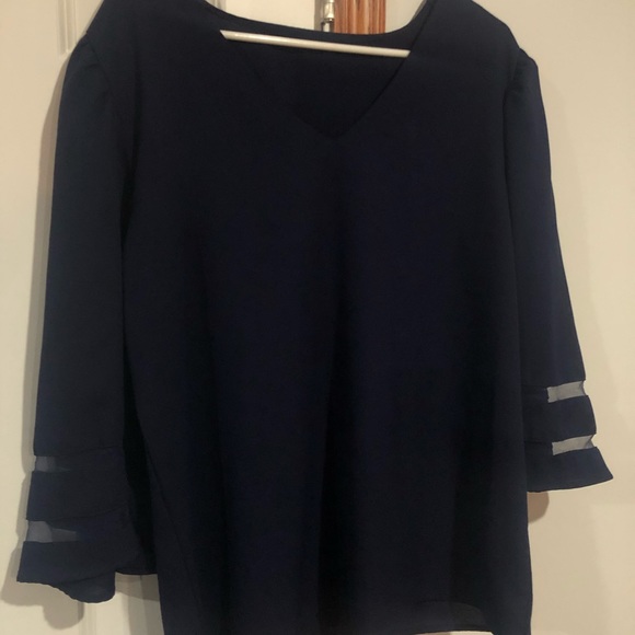 Tops - Navy Belle Sleeve Blouse